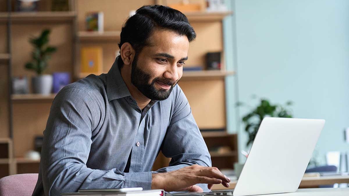 man working on laptop